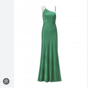 Outline Kingly Satin Dress in Emerald